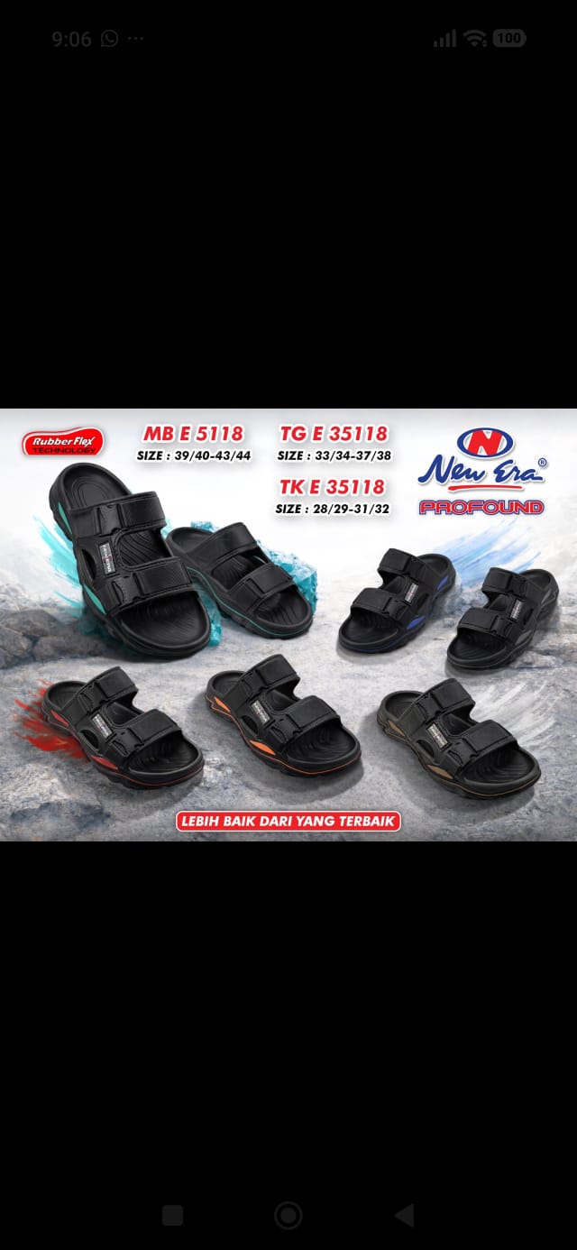 sandaal ban 2 karet new era [dua ukuran]