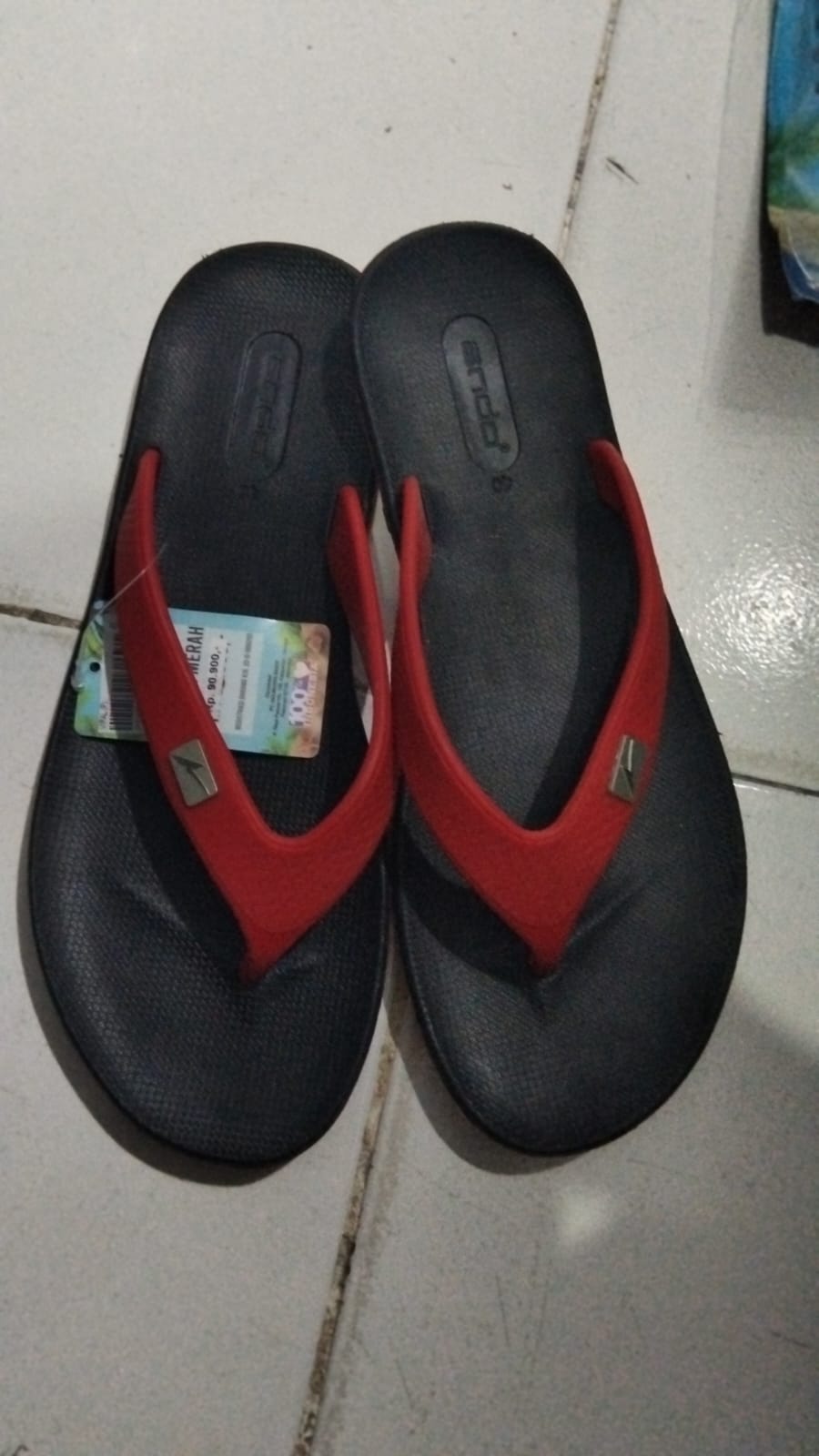 sandal jepit ando viral hitam/merah